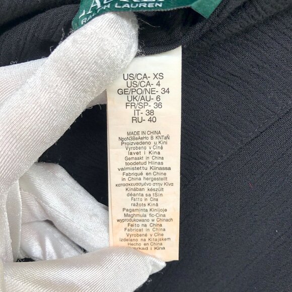 Lauren Ralph Lauren Crinkle Tunic Coverup Top Dress Womens XS Black (4) V-Neck - Picture 9 of 10